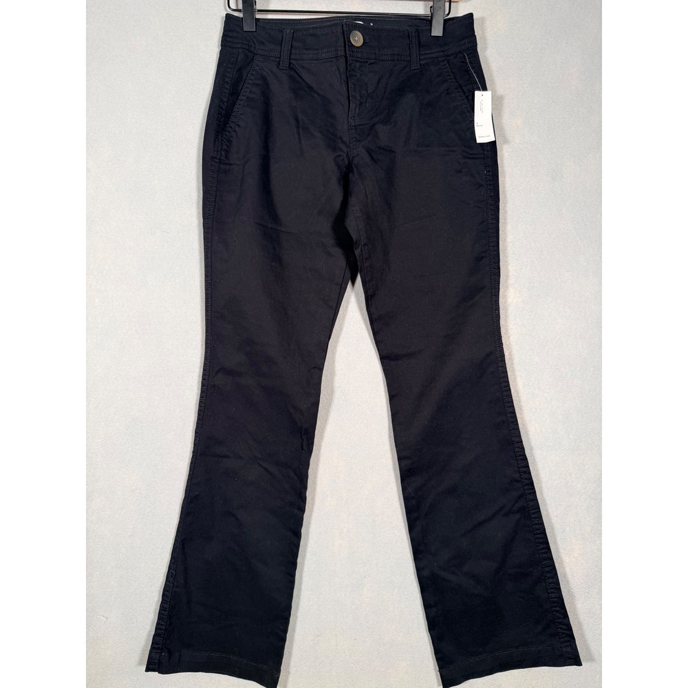 Old Navy Petite Black Boot-Cut Chino Pants Mid-Rise Stretch Trousers